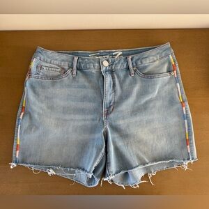 Seven7 Light Blue Jean Denim Shorts with Multicolor Trim Summer Beach Fun